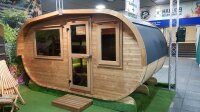 Premium Ovalsauna aus 45mm Thermofichte mit Runddach -...